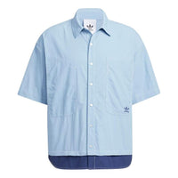 adidas originals Colorblock Design Casual Short Sleeve Shirt Blue HM7995