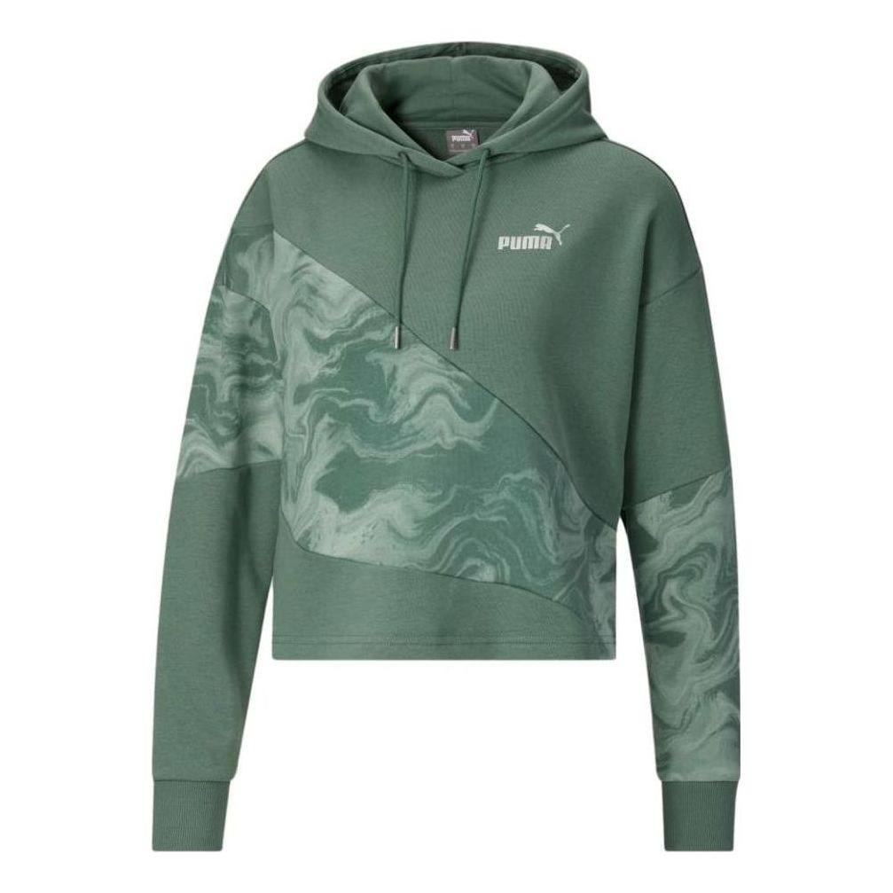 (WMNS) PUMA Power Marbleised Hoodie 'Green' 677205-44