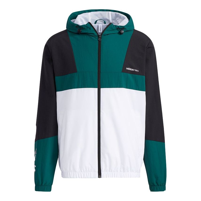 adidas neo M Fd Wb 1 Casual Sports Colorblock Hooded Jacket Green H45091