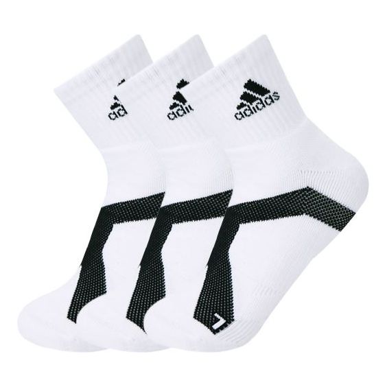 adidas breathable towel bottom socks 3 pairs 'Black White' MF0023