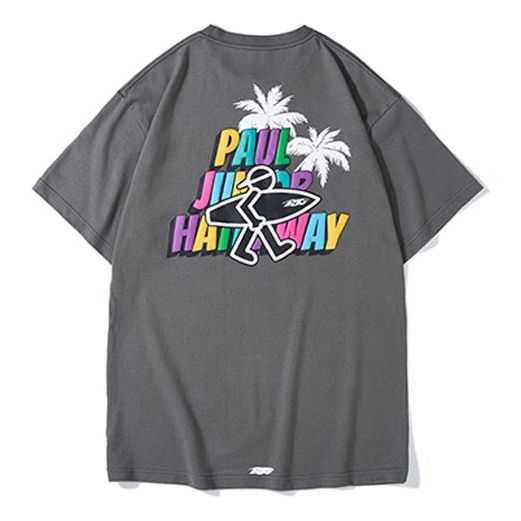 PJs Vigor Beach Pattern Printing Short Sleeve Unisex Gray 20SSTS10302-P