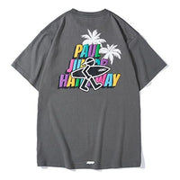 PJs Vigor Beach Pattern Printing Short Sleeve Unisex Gray 20SSTS10302-P