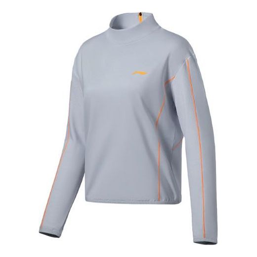 Li-Ning Running Series Loose Half Turtleneck Sports Long Sleeves Light Blue T-Shirt ATLS012-1