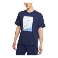 Nike Sportswear Reissue Casual Alphabet Logo Round Neck Short Sleeve Navy Blue DA0940-410