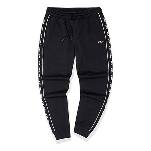 Fila Logo Knit Casual Sports Bundle Feet Long Pants Black T11M032606F-BK
