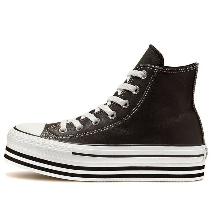 (WMNS) Converse Chuck Taylor All Star Platform High Top Leather Sponge Cake Sole Black White 565826C