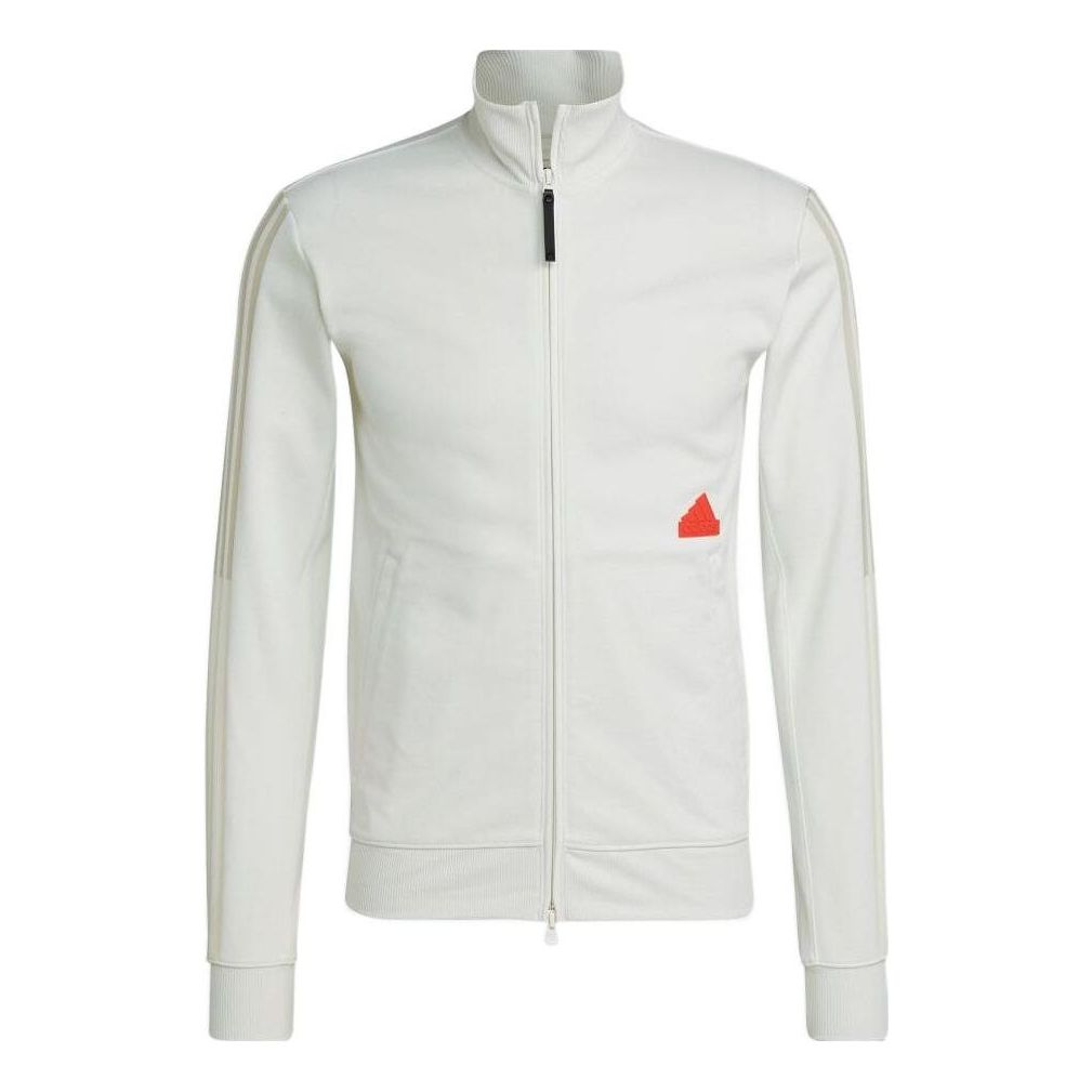 adidas Side Stripe Logo Printing Stand Collar Jacket White HG2071