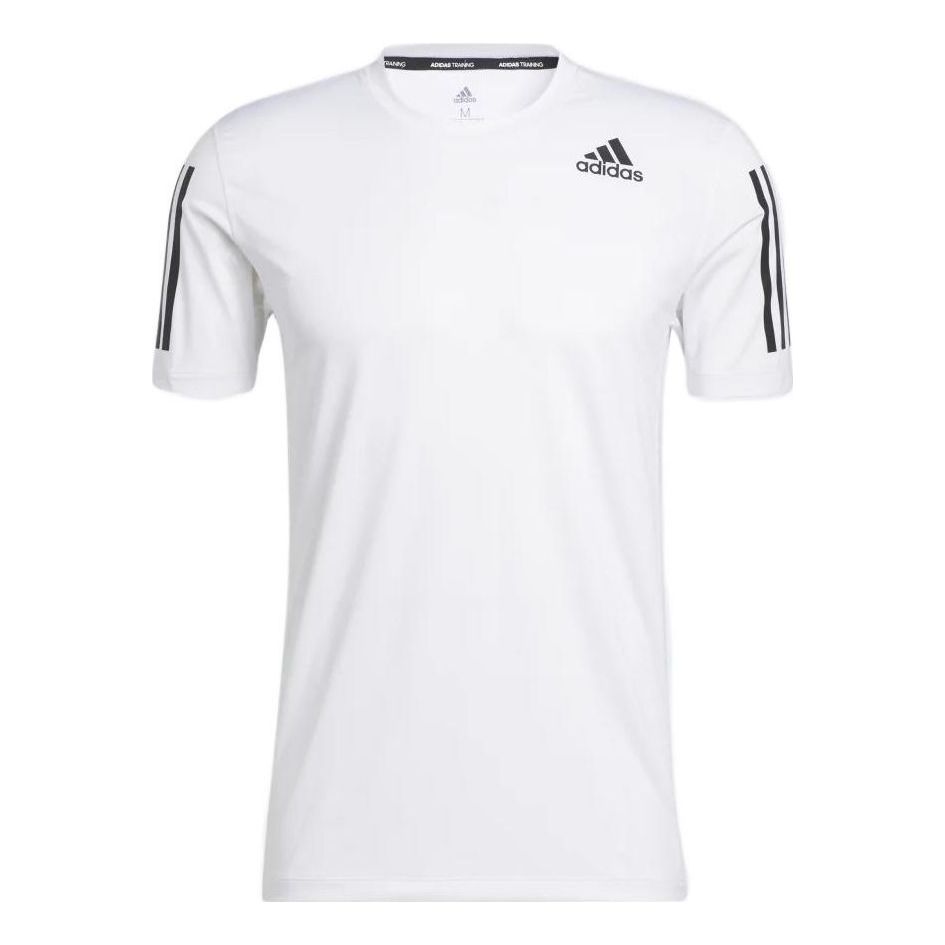 adidas Solid Color Logo Solid Color Round Neck Short Sleeve White GM0509