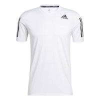 adidas Solid Color Logo Solid Color Round Neck Short Sleeve White GM0509