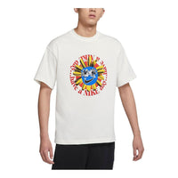 Men's Nike Smile Flower Logo Pattern Printing Round Neck Short Sleeve White T-Shirt DV0683-133