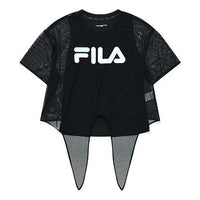 FILA FUSION Street Sport Alphabet Logo Short Sleeve Tops Black T11W133101A-BK