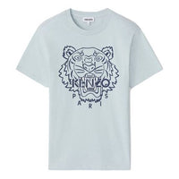 Men's KENZO SS21 Tiger Head Printing Round Neck Short Sleeve Gray T-Shirt FB55TS0204SF-93