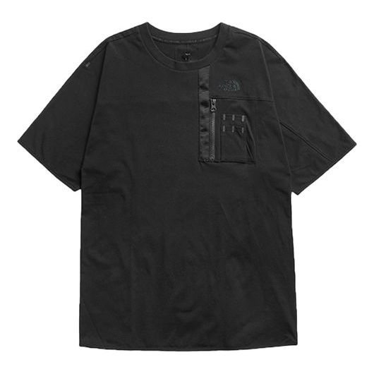 Men's THE NORTH FACE Chest Pocket Tee Sweat Absorbing Loose Short Sleeve Black 46JD-JK3