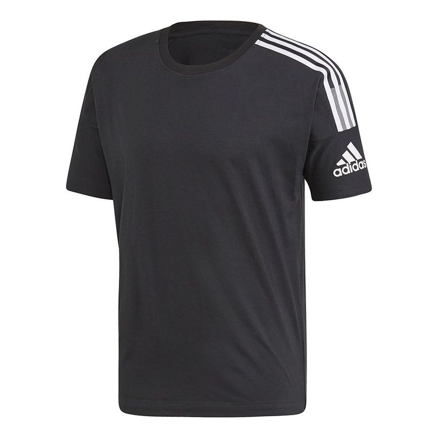adidas Training Sports Stripe Printing Short Sleeve Black FL3988