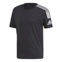 adidas Training Sports Stripe Printing Short Sleeve Black FL3988
