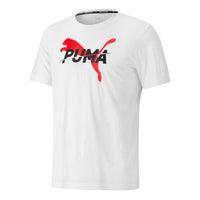 PUMA Modern Logo Pattern Printing Sports Short Sleeve White 586585-02