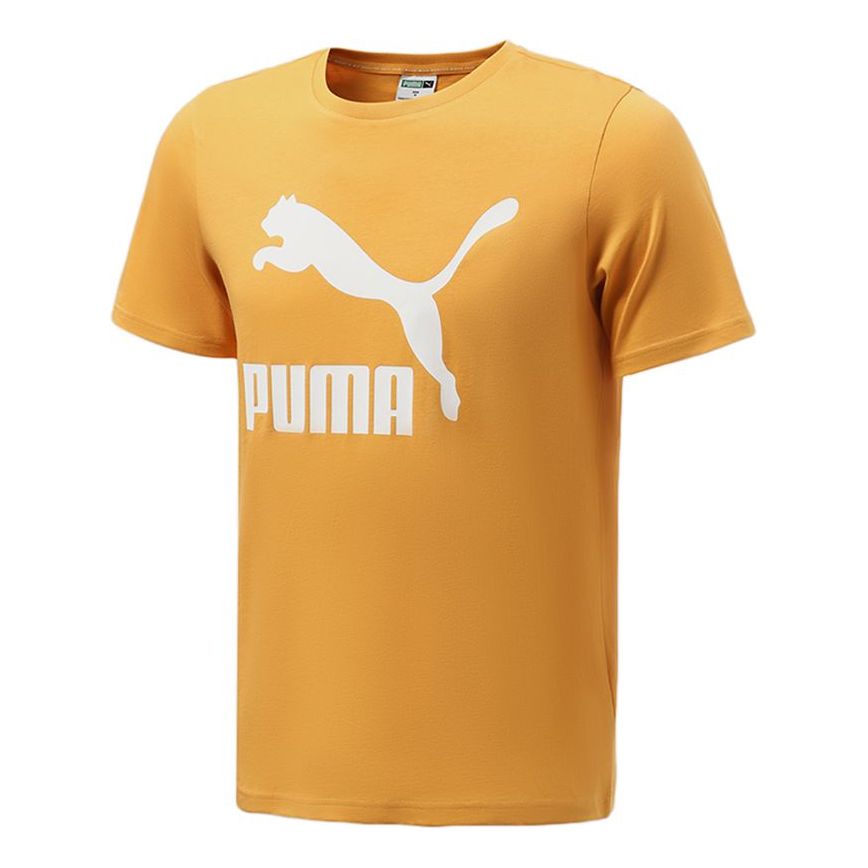 PUMA Sport Casual Logo Printing Short Sleeve Yellow 532280-37