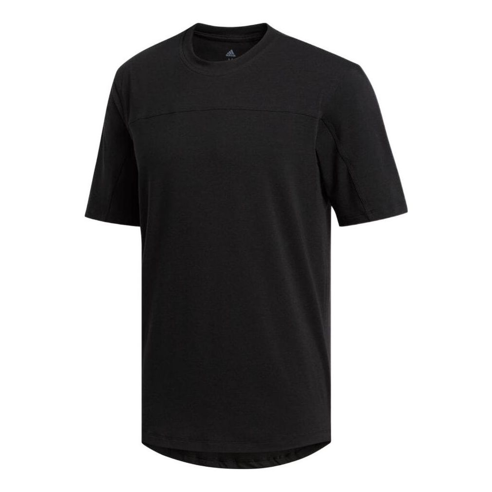Men's adidas Solid Color Minimalistic Round Neck Pullover Short Sleeve Japanese Version Black T-Shirt FL4789