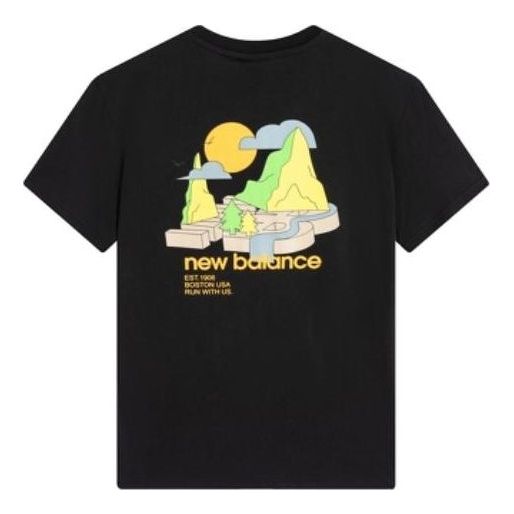 New Balance Graphic Print Tee Asia Sizing 'Black Yellow Green' AMT22366-BK