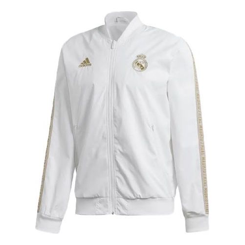 adidas Real Anthem Jkt real Madrid Soccer/Football Sports Embroidered Logo Jacket White DX8695