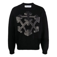 Men's Off-White FW21 3D Arrow Pattern Knit Pullover Wool Sweater Loose Fit Black OMHE085F21KNI0021009