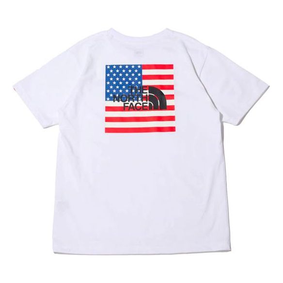 Men's THE NORTH FACE National Flag Printing logo Short Sleeve White NT32053-W