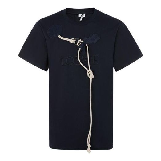 Men's LOEWE Cotton Drawstring Design Short Sleeve Navy Blue H6109031SI-5110