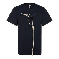 Men's LOEWE Cotton Drawstring Design Short Sleeve Navy Blue H6109031SI-5110