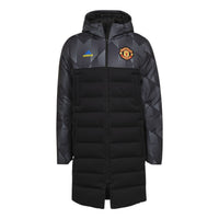 adidas Mufc Ssp Down Manchester United Soccer/Football Sports hooded mid-length Down Jacket Black GR3884