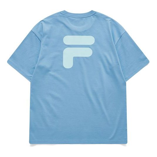 FILA FUSION Logo Printing Solid Color Loose Sports Short Sleeve Unisex Blue T11U126110A-LB