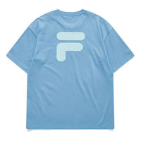 FILA FUSION Logo Printing Solid Color Loose Sports Short Sleeve Unisex Blue T11U126110A-LB