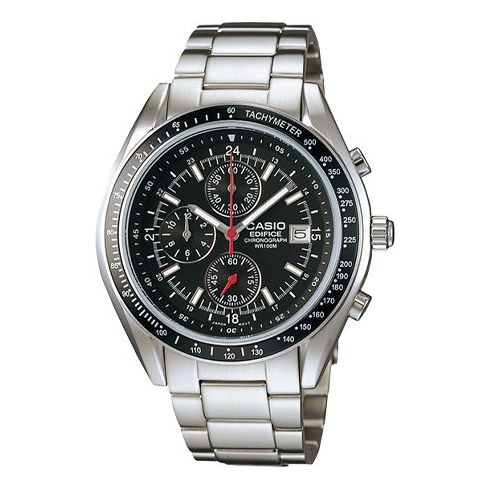 CASIO Stainless Steel Strap Black DialSilver Mens BlackSilver Analog EF-503D-1A