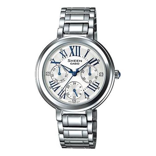 CASIO Waterproof SHEEN Stainless Steel Strap Silver Analog SHE-3034D-7A