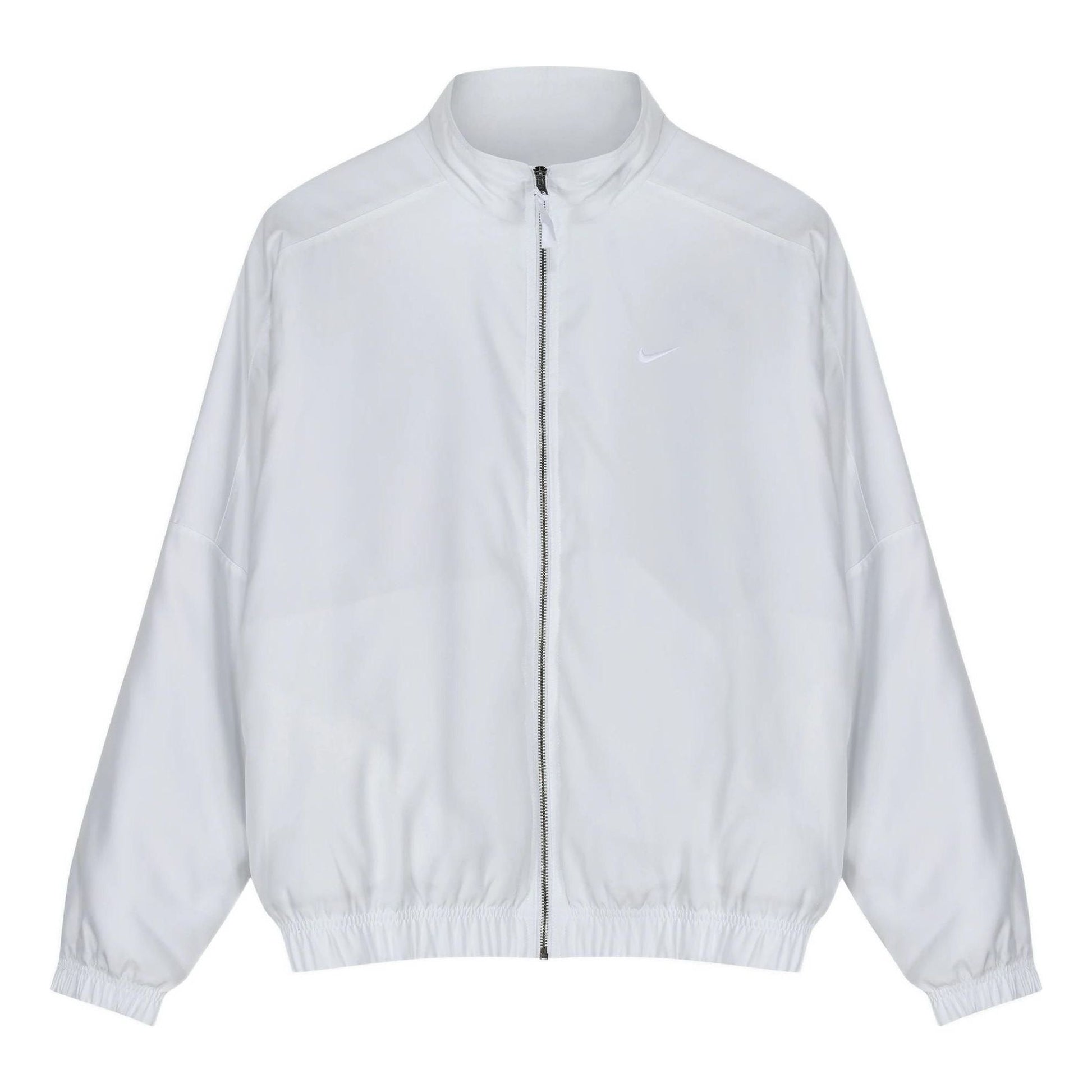 Men's Nike Solid Color Stand Collar Logo Casual Long Sleeves Jacket White DN1266-121