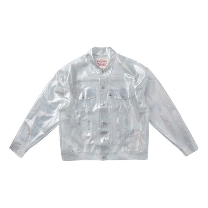 Levis Rainbow Series Logo Pattern lapel Long Sleeves Jacket Unisex White 59989-0003