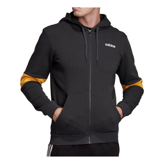 adidas Contrasting Colors Sleeve Training hooded Zipper Cardigan Black FJ6280