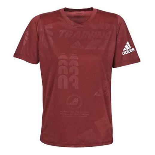 adidas Training Sports Pullover Round Neck Short Sleeve Red DZ7345