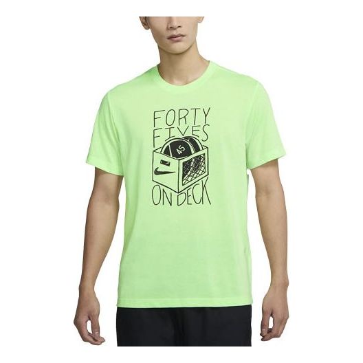 Men's Nike Dri-FIT Sports Training Printing Pattern Quick Dry Round Neck Short Sleeve Green T-Shirt DA0612-345