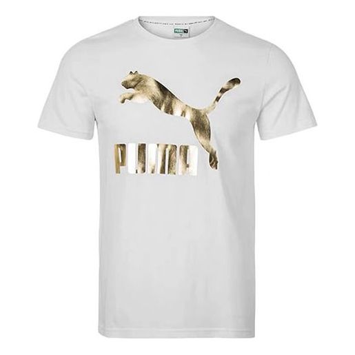 PUMA Round Neck Cozy Casual Breathable Short Sleeve White 596535-52