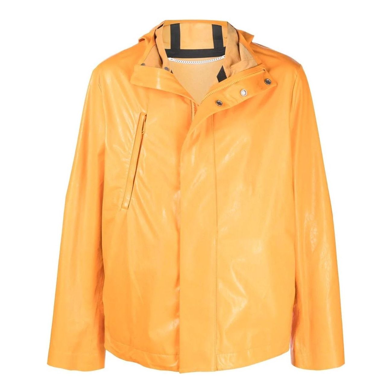 Men's Off-White FW22 Solid Color Straight Zipper Hooded Jacket Version Orange Yellow OMJA076F21LEA0012210