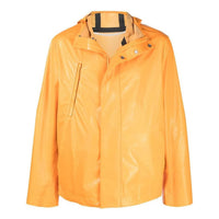 Men's Off-White FW22 Solid Color Straight Zipper Hooded Jacket Version Orange Yellow OMJA076F21LEA0012210