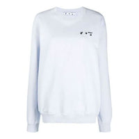 (WMNS) Off-White SS21 Chest Logo Embroidered Round Neck Light Blue Hoodie OWBA055S21JER0063610