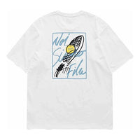 Men's FILA FUSION Alphabet Printing Loose Round Neck Knit Short Sleeve White T11M121107F-WT