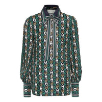 (WMNS) Gucci Bow Tie Boat Anchor Chain Printed Silk Shirt For Green 602042-ZAC7W-4667
