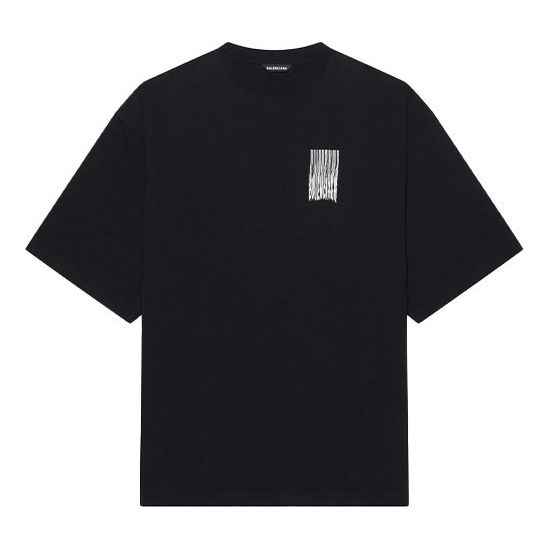 Balenciaga Unisex FW21 Printing Round-neck Tee Black 661715TKVE51070