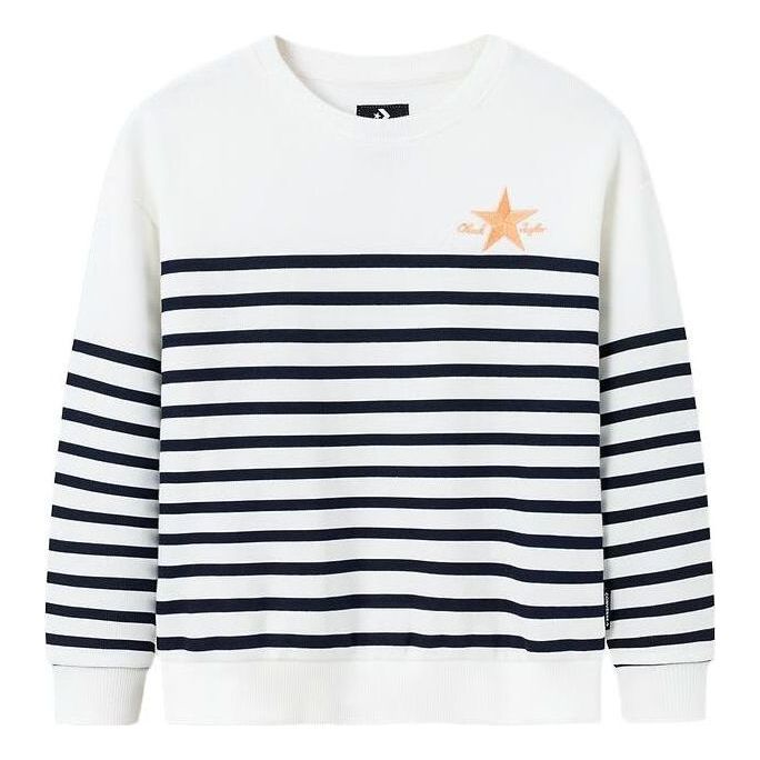(GS) Converse Casual Stripe Crew Sweater Asia Sizing 'White Black' CV2342018GS-001