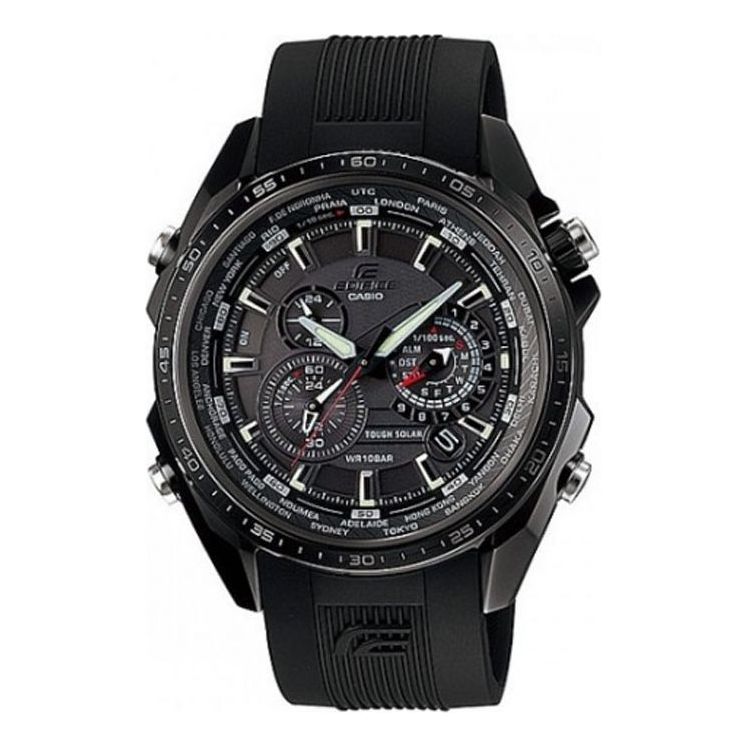 Men's CASIO Edifice Series Stainless Steel Solar Energy Movement Quartz Watch Solar Powered Mens Black Analog EQS-500C-1A1