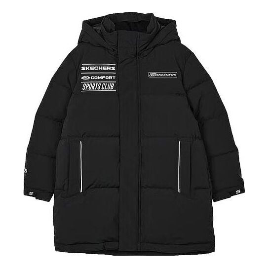 (GS) Skechers Basic Letter Woven Down Jacket 'Black White' P423B012-0018