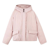 (WMNS) Skechers Solid Color Concealed Zip Elastic Cuff Hooded Down Jacket 'Pink White' L422W043