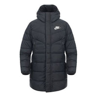 Men's Nike Casual Stay Warm Logo Mid-Length Hooded With Down Feather Jacket Black AO8915-010